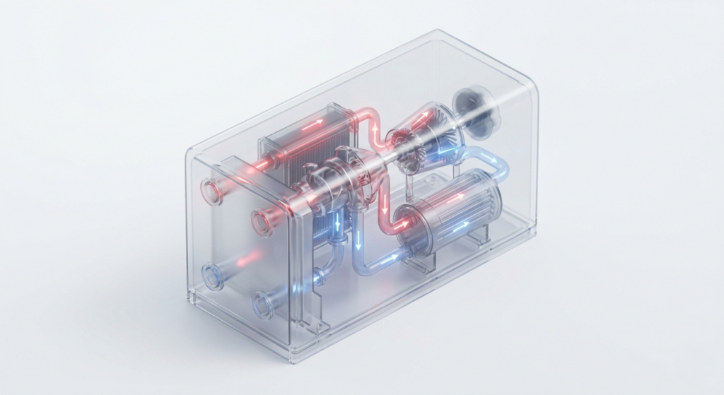 A clean, 3D-rendered isometric view of a modular Organic Ranking Cycle (ORC) system